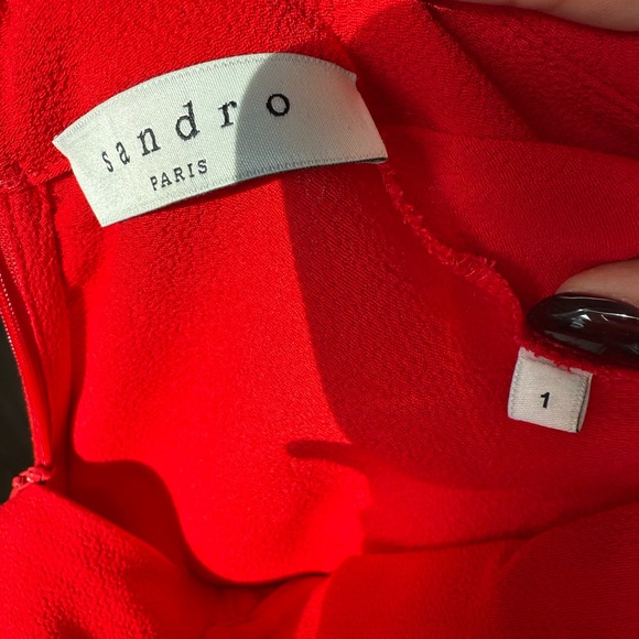 Sandro Red Knee-Length Shirt Dress - Picture 3 of 5